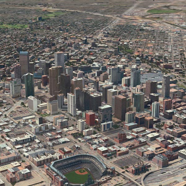 An arial view of Denver, Colorado