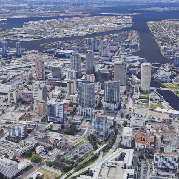 An arial view of Tampa, Florida